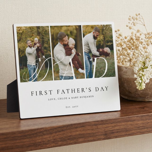 Plaque Photo Dad Photo Collage First Father's Day Keepsake Gift (Dad Photo Collage First Father's Day Keepsake Gift Plaque1)