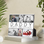 Plaque Photo Daddy Cute Modern 6 Photo Collage de photos Fête d<br><div class="desc">Daddy Cute Modern 6 Photo Collage Plaque de la Fête des Pères. Plaque de collage photo douce avec votre message personnalisé et les noms des enfants - ajoutez vos 6 photos préférées dans les modèles et personnalisez avec vos noms. Cadeau de saké pour papa ou nouveau papa le jour du...</div>