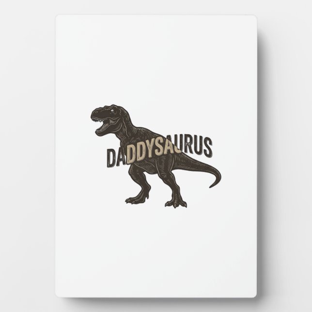 Plaque Photo Daddysaurus Dinosaur Vintage Engraving Shirt Desig (Devant)