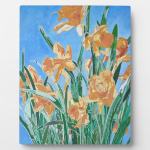 Plaque Photo Daffodiles d'or en fleurs Gras Line Art