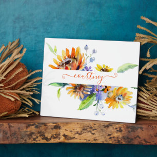 Plaque Photo Daisies à l'aquarelle personnalisées