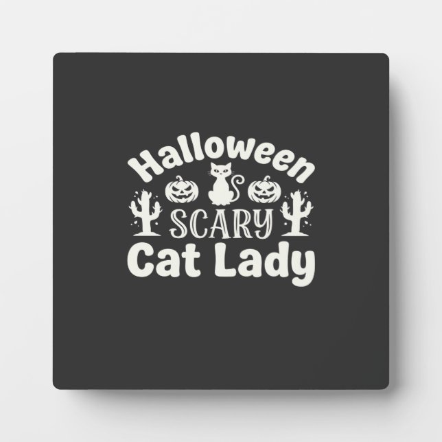 Plaque Photo Dame de chat effrayante Halloween_1 (Devant)