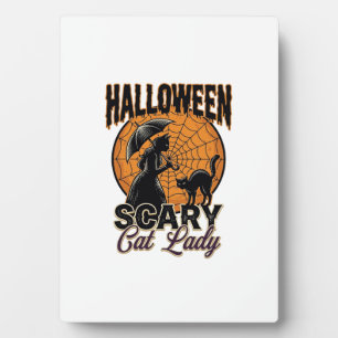 Plaque Photo Dame de chat effrayante Halloween Sorcière Web Vin