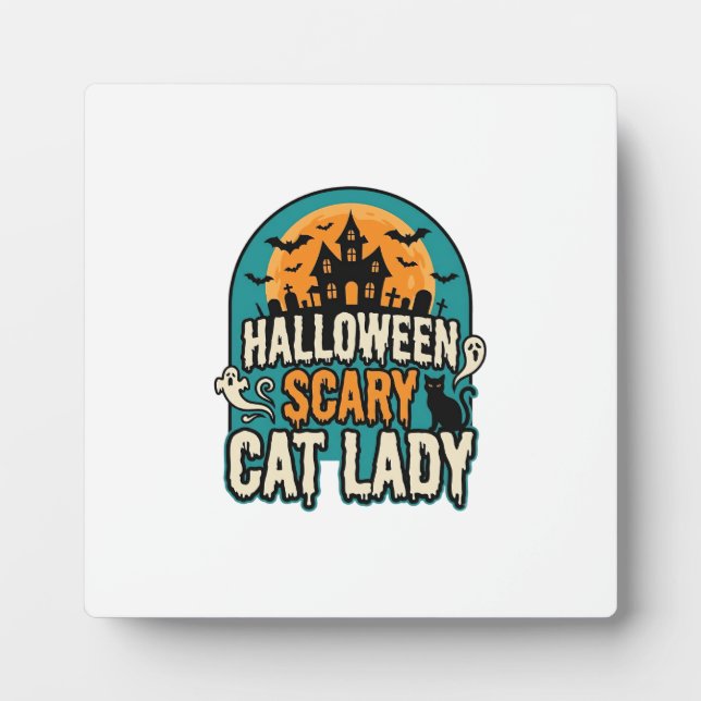 Plaque Photo Dame de chat Halloween Épouvantable Maison hantée  (Devant)