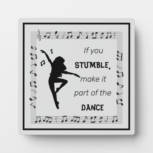 Plaque Photo Danse inspiration citation notes musicales noir (Devant)