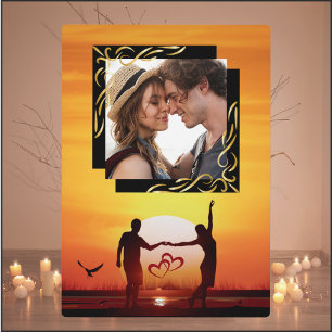 Plaque Photo de Couple Romantique au Coucher du So