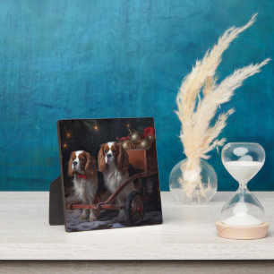 Plaque Photo Décor de Noël Cavalier King Snowy Sleigh