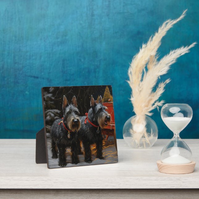 Plaque Photo Décor de Noël écossais Terrier Snowy Sleigh (Insitu)
