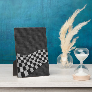 Plaque Photo Décor de vague à drapeau de course de style carbon