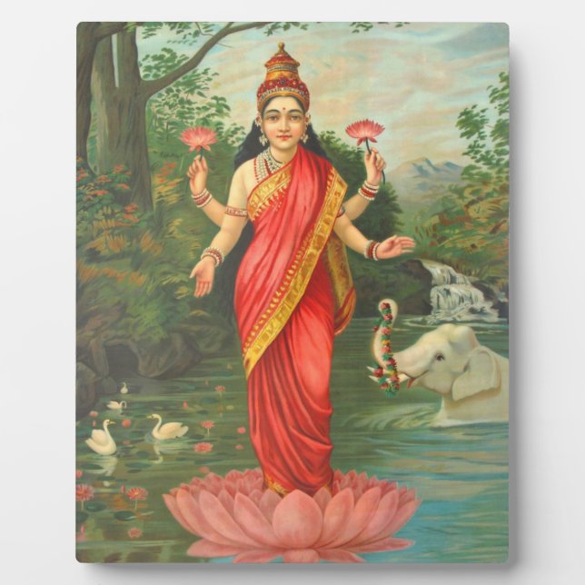 Plaque Photo Déesse Lakshmi - Raja Ravi Varma (Devant)