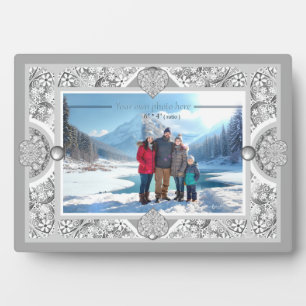 Plaque Photo Dentelle en céramique Gris