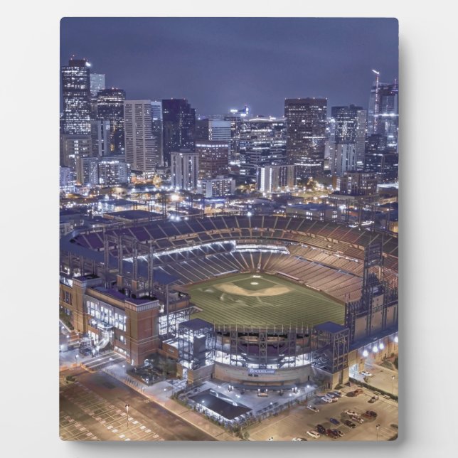 Plaque Photo Denver City Skyline et Coors Field la nuit (Devant)