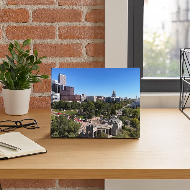 Plaque Photo Denver Skyline Colorado State Capitol Photo (A photo plaque featuring the city of Denver and Colorado Capitol building.)