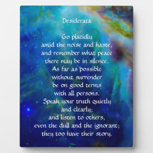 Plaque Photo Desiderata Go Placidly