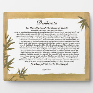 Plaque Photo Desiderata Poem on Bamboo