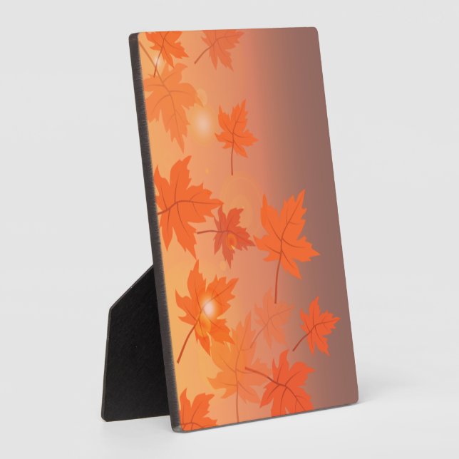 Plaque Photo Design d'automne avec feuilles d'érable et effet b (Côté)