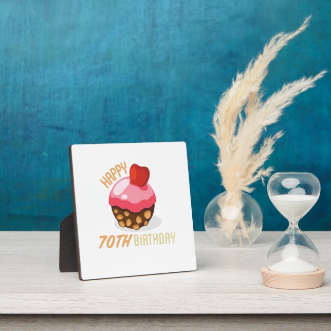 Plaque Photo Design de 70e anniversaire mignon avec gâteau au c (Insitu)