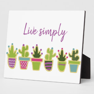 Plaque Photo Design de cactus mignon avec couleur arrière - pla
