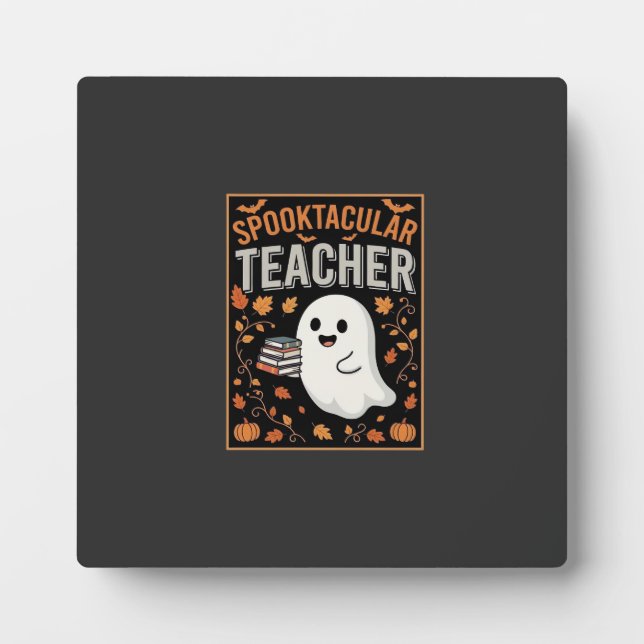 Plaque Photo Design de fantôme Halloween pour enseignant Spookt (Devant)