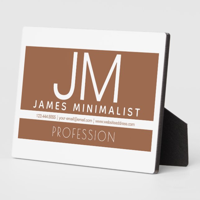 Plaque Photo Design minimaliste professionnel moderne | Marron  (Côté)
