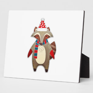 Plaque Photo Dessin animé de Christmas Raccoon