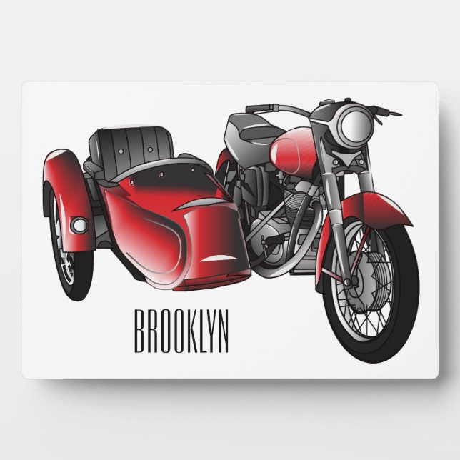 Plaque Photo dessin animé de la moto Sidecar (Devant)