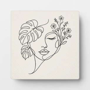 Plaque Photo Dessin au trait du visage floral Monstera
