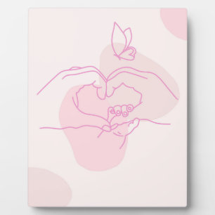 Plaque Photo Dessin au trait minimaliste de mains de bébé avec