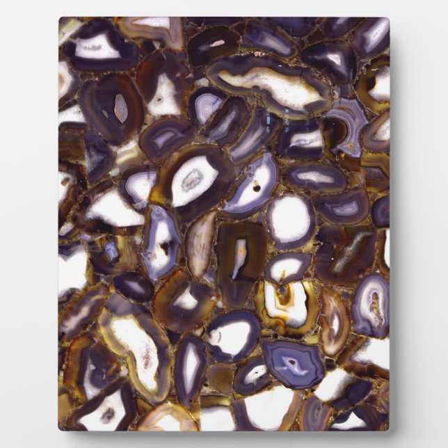 Plaque Photo dessin d'agate marron violet blanc (Devant)