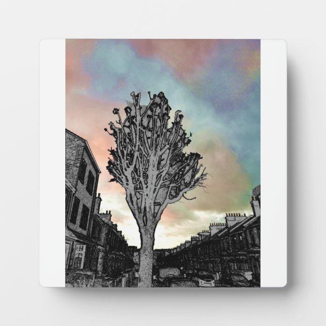 Plaque Photo Dessin d'arbre contre photo (Devant)