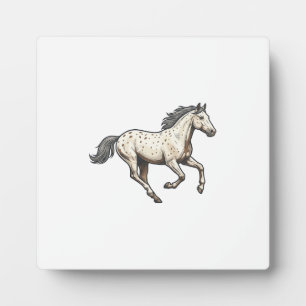 Plaque Photo Dessin de cheval Appaloosa courant gravé vintage_1