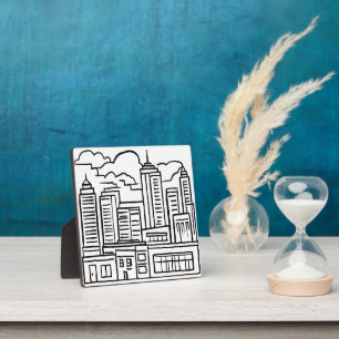 Plaque Photo Dessin de croquis d'art moderne de la skyline de l