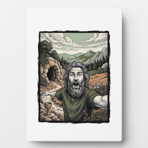 Plaque Photo Dessin de portrait barbu surpris de gravure vintag