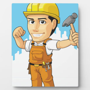 Plaque Photo Dessin du travailleur de la construction industrie