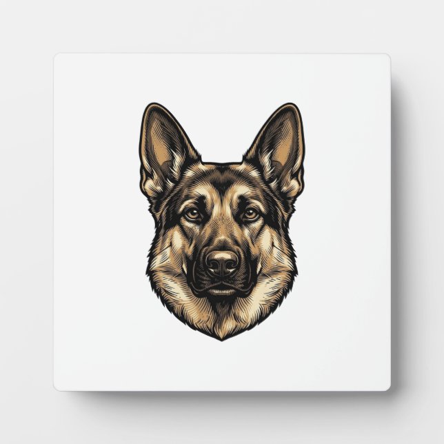 Plaque Photo Dessin vectoriel de chien de berger à la gravure v (Devant)