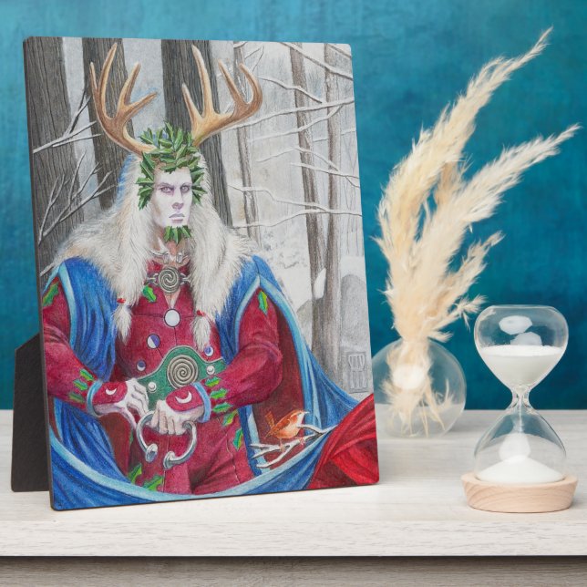 Plaque Photo Detail Portrait of Cernunnos as the Holly King (Côté)