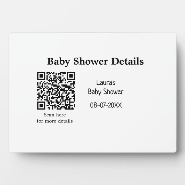 Plaque Photo DÉTAILS DU baby shower QR SCAN CODE RU MODERNE MIN (Devant)