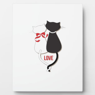 Plaque Photo Deux chats en amour, Rouge, Noir, Coeurs