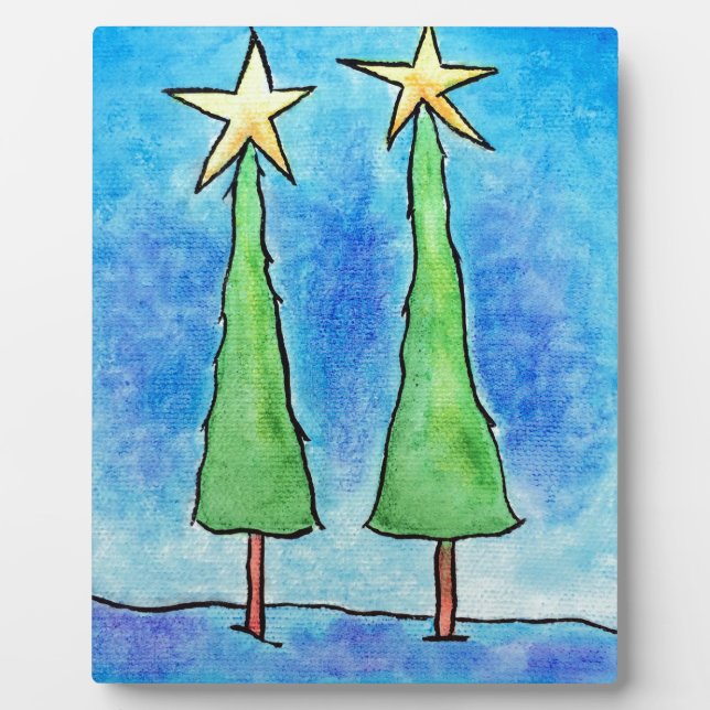 Plaque Photo Deux grands arbres de Noël (Devant)