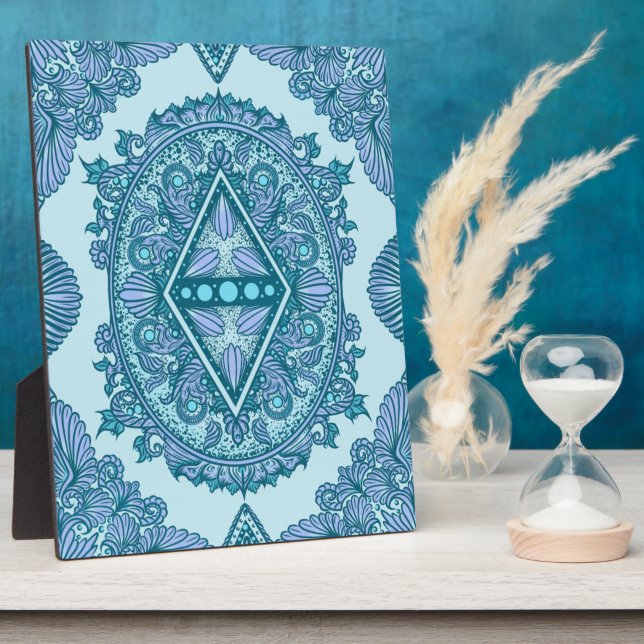 Plaque Photo Diamant bleu Mandala (Côté)