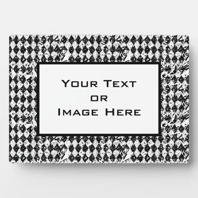Plaque Photo Diamants Abstraits noirs et blancs (Devant)
