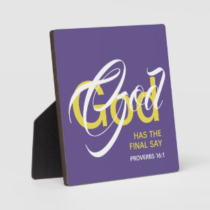 Plaque Photo DIEU A LE DERNIER DIT Proverbes Écriture Purple