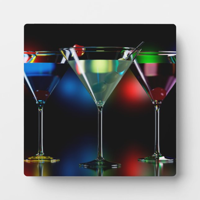 Plaque Photo Différents cocktails dans des lunettes à martini é (Devant)
