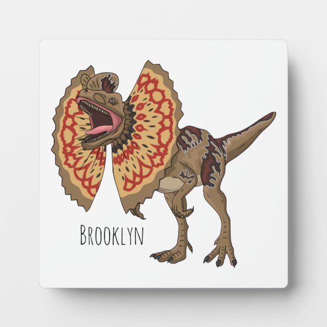 Plaque Photo Dilophosaurus dessin animé (Devant)