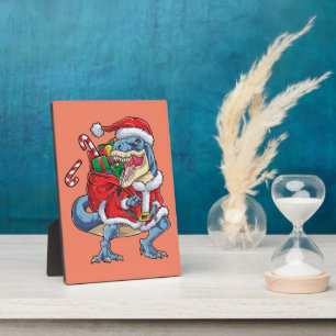 Plaque Photo Dinosaur Noël Père Noël T rex Garçons Hommes