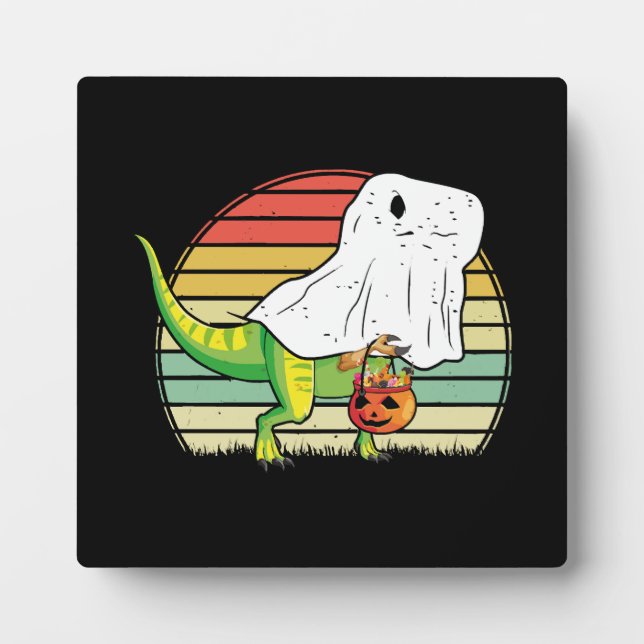 Plaque Photo Dinosaure Fantôme Drôle Halloween (Devant)