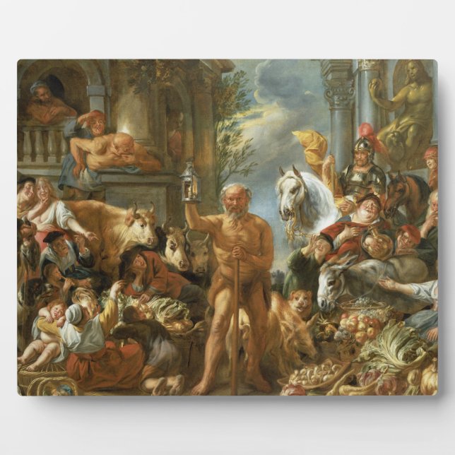 Plaque Photo Diogenes à la recherche d'un homme honnête, c.1650 (Devant)