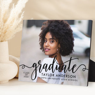 Plaque Photo Diplôme de photographie de script noir moderne