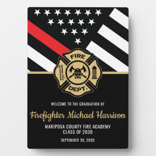 Plaque Photo Diplôme de pompier Red Line Fireman Bienvenue