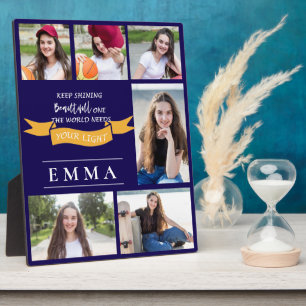 Plaque Photo Diplôme Garder brillant Citation Multiphoto Cadeau